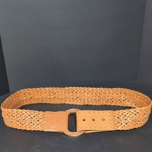 Calvin Klein Women's Braided Tan Leather Boho Style Belt,Size S.